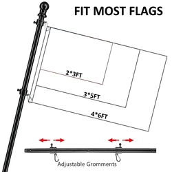 Asta portabandiera telescopica da 1.8M con anelli rotanti 360 senza grovigli guida in acciaio inossidabile Banner asta portabandiera montaggio a parete asta portabandiera Holde