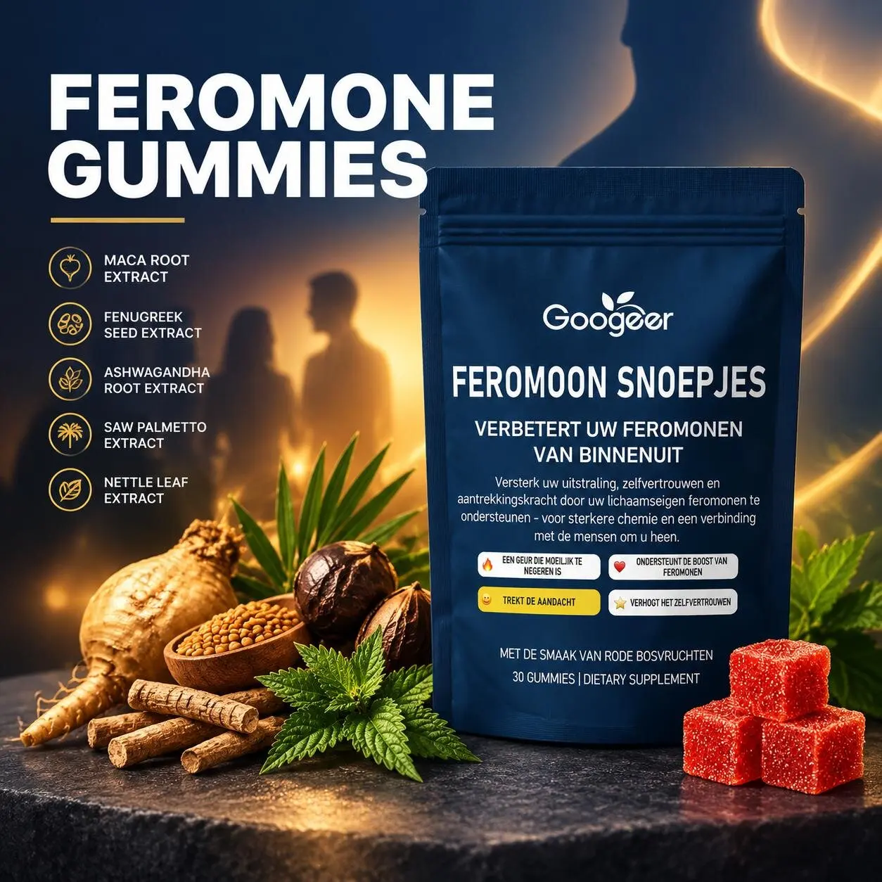 Men's Wellness Gummies Promote Sexual Function & Enhance Stamina & Inner Balance Maca Fenugreek Ashwagandha Saw Palmetto 30pcs