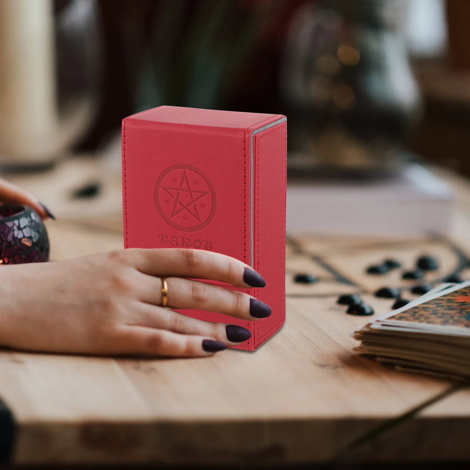 

Коробка для хранения карт Таро из ПУ, компактный водонепроницаемый антикоррозийный портативный футляр для карт, универсальный органайзер