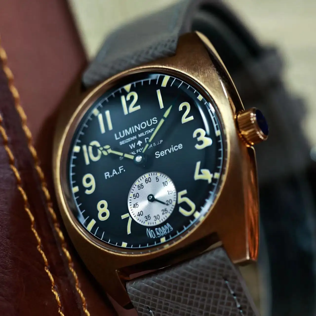 Field Watch Seizenn B6 WW2 Bronze Retro Luminous Luxury Manual Mechanical Watch Steel Military Watch Vintage Turtle Case 38mm