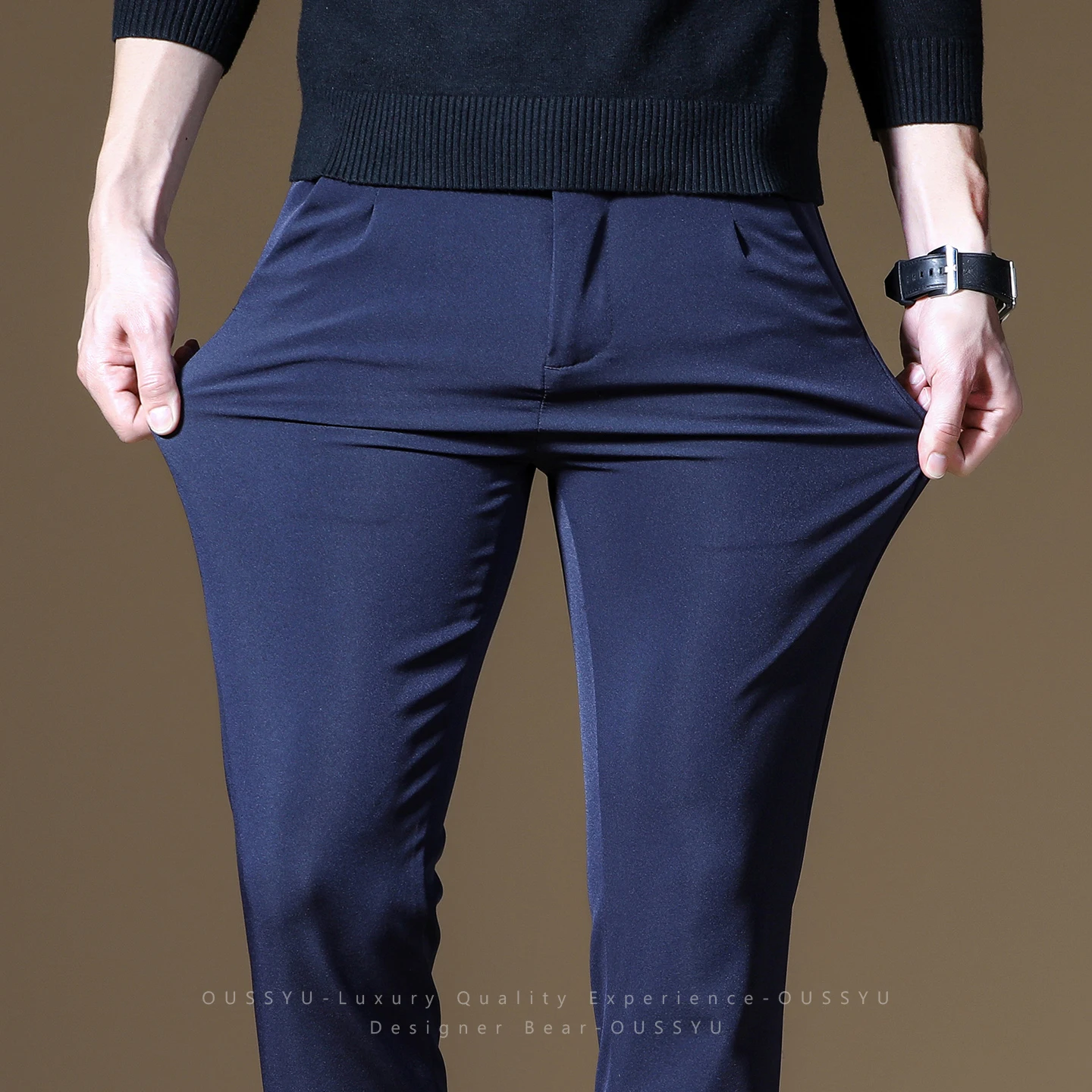 Markenkleidung Hochelastischer Stoff Schlanke Freizeithose Herren Königsblau Sommer Business Kleidung Tägliche Bürokleidung Skinny Hose Mann