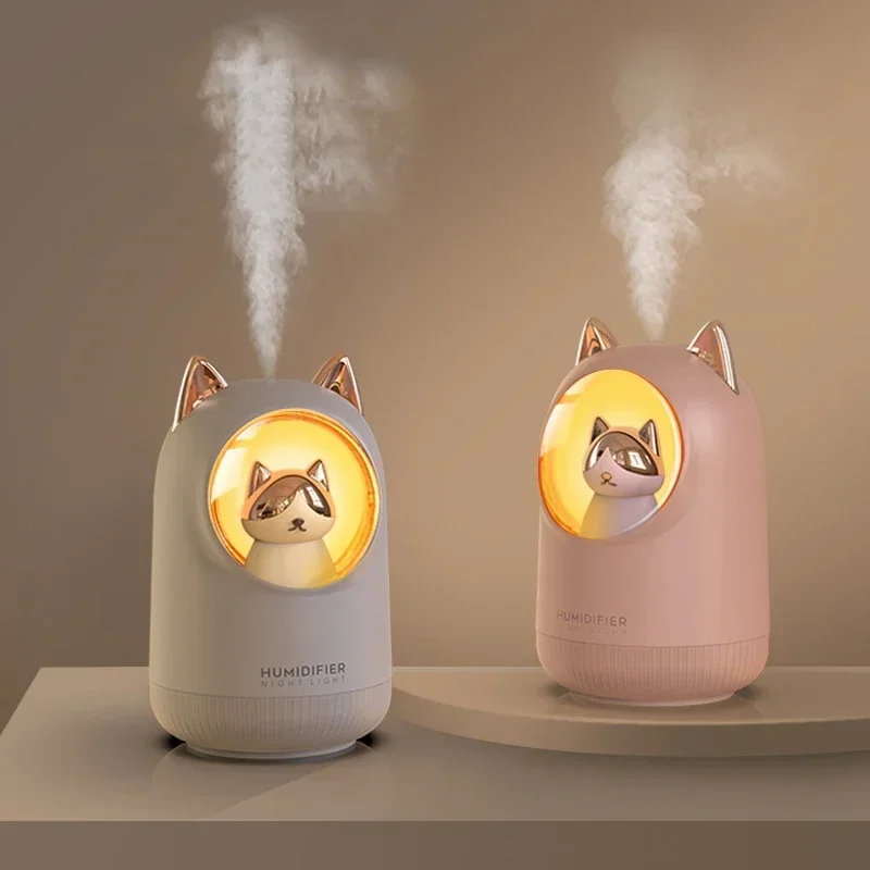 

300ml Humidificador Diffusor USB Cable Lovely USB Air Humidifier Portable Car Fogger With Romantic Night Light