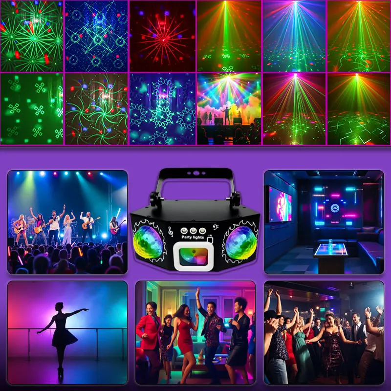 HCWE RGB Disco Ball LED lumières de scène DMX télécommande pour DJ Flash stroboscopique RGBW émettant des couleurs pour l'éclairage de fête et d'événements