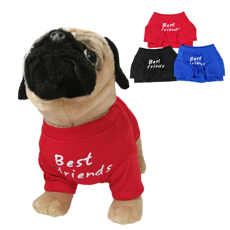 Spring Summer Pet Clothes French Bulldog Round Neck T-shirt Vest for Small Dogs Best Friend Print Puppy Clothing Low Price Shirt