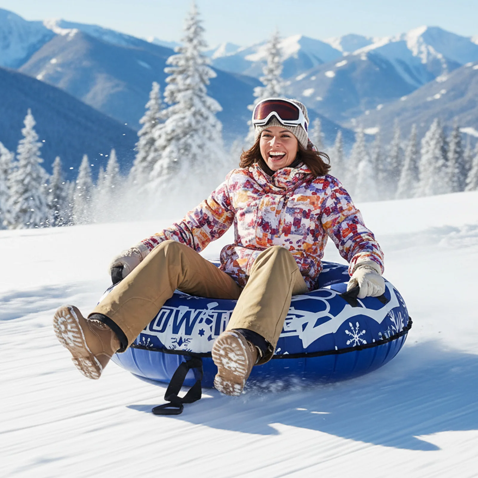 

Sled Heavy Duty Snow Tube Inflatable Snow Tube for Sledding with Handles Tow Rope Winter Outdoor Toy for Boys Girls Adults