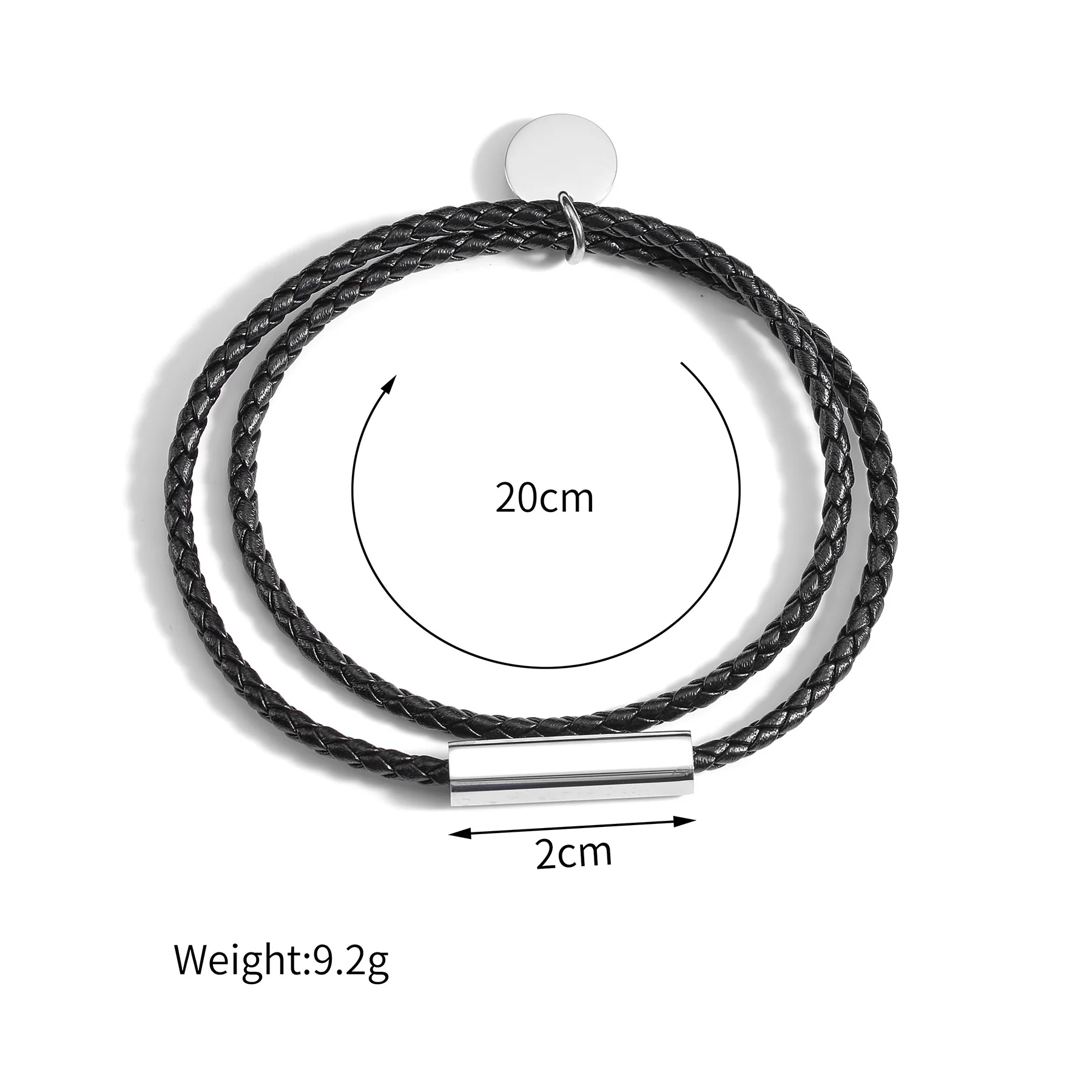 Atoztide Personalized Engrave Name Bracelet For Men Women Stainless Steel Braided Leather Rope Bangle Couple Family Jewelry Gift