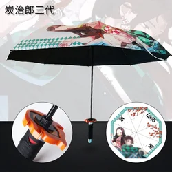 One Piece Zoro Demon Slayer Katana Umbrella Sunny Fold Parasol Anime Tanjirou Kimetsu No Yaiba Samurai Katana Sword Umbrellas