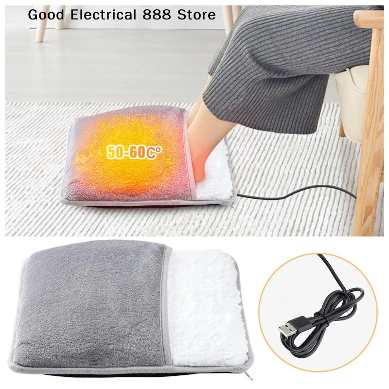 USB Winter Electric Foot Heating Pad Under Desk Household Foot Warmer Heater Soft Plush Foot Warming Thermostat Mat Warm Pad