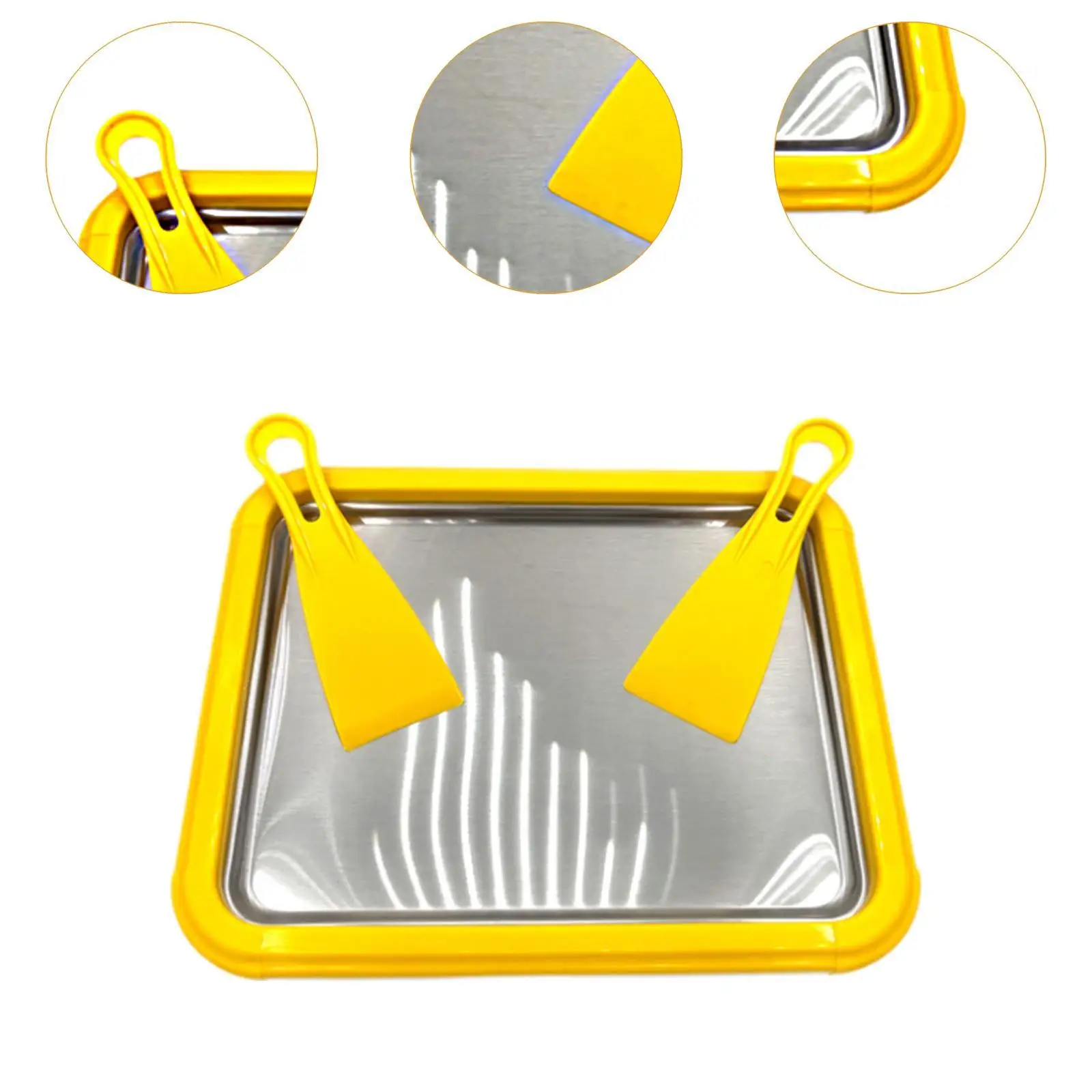 Ice Cream Pan with 2 Scrapers Sweet Fried Food Plate Roll Ice Cream Maker