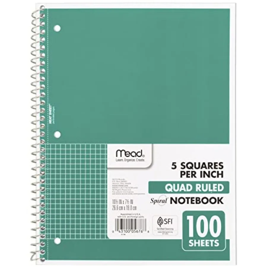Spiral Notebook, 1 Subject, Graph Ruled Paper, 7-1 2" x product image