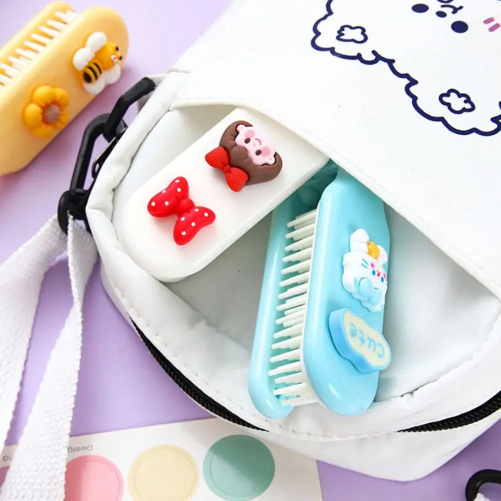 Small Cartoon Long Hair Comb 3D pattern Square Hair Massage Comb Anti Static Cute Pocket Comb Student