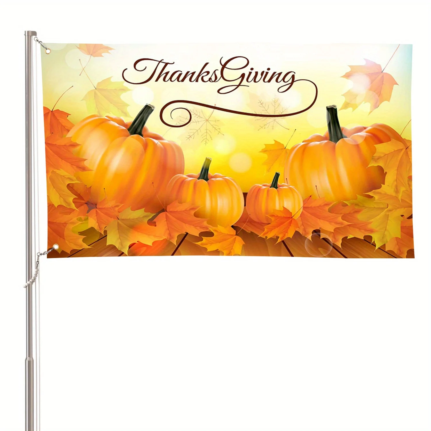 2D Door Banner 1pc Happy Thanksgiving Autumn Harvest Pumpkin Maple Leaves Fall Seasonal Banner Flag 3x5ft, Outdoor