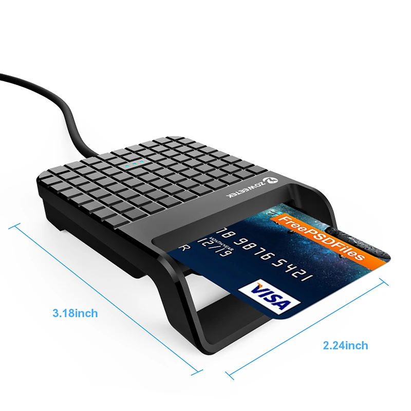 Original ZOWEETEK USB EMV Smart Card Reader For ID Card