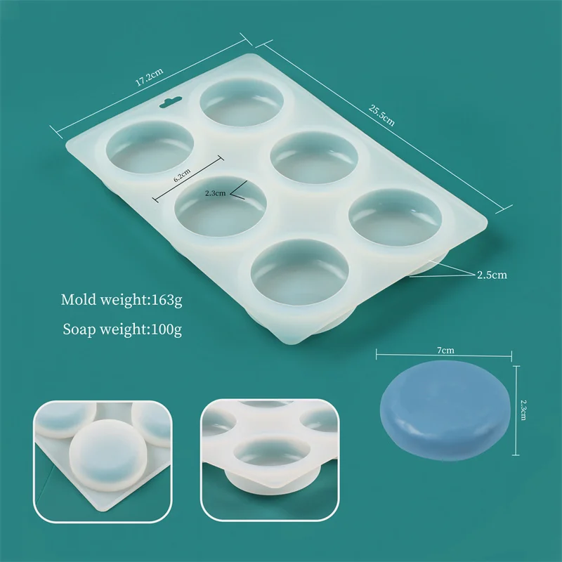 Handmade DIY Round Shape Silicone Soap Mold Rectangle Cake Chocolate DIY Candle Craft Tray Mould Silicone Party Maker