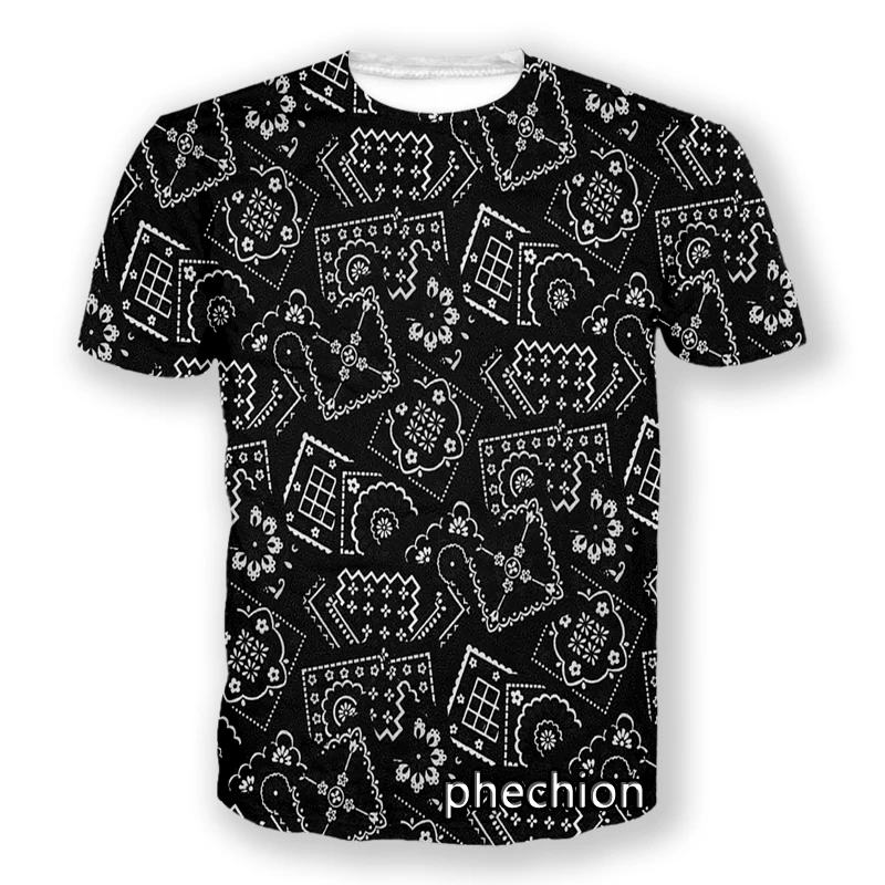 phechion New Fashion Men/Women Bandana Kerchief 3D Print Short Sleeve T-Shirt Casual Hip Hop Summer T Shirt Tops S96