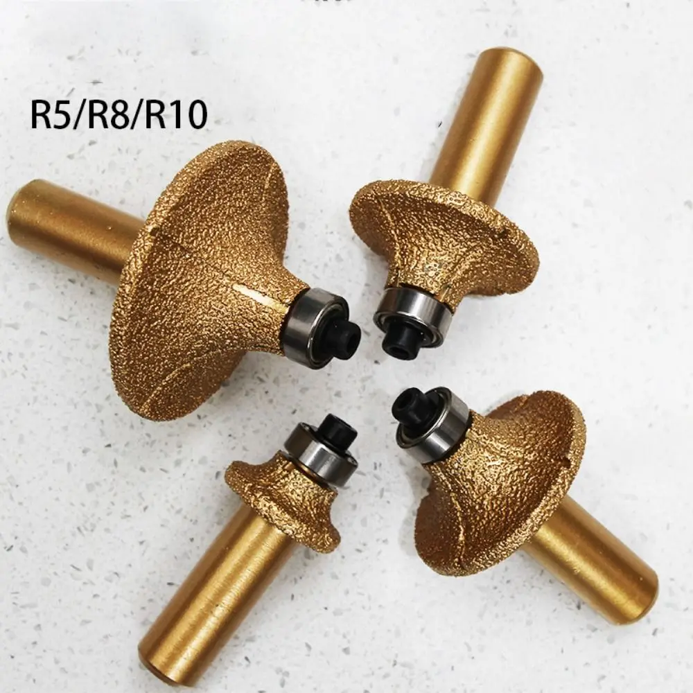 New R5/R8/R10 Brazed Diamond Router Bits Granite Marble Vacuum Engraving Tools Carving Tools Stone Edge Drill Bits