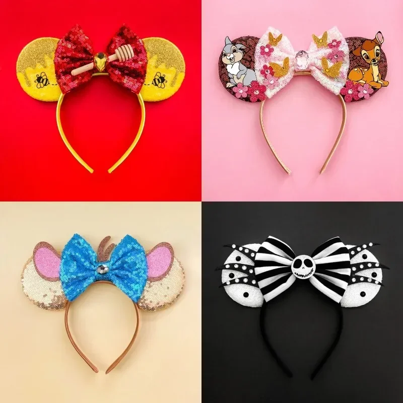 Disney-Bandeaux de cheveux Winnie l'ourson et le bluster pour femmes, bandeau de sauna Tigrou mignon, bandeaux à paillettes pour enfants, cadeau de cosplay pour fille