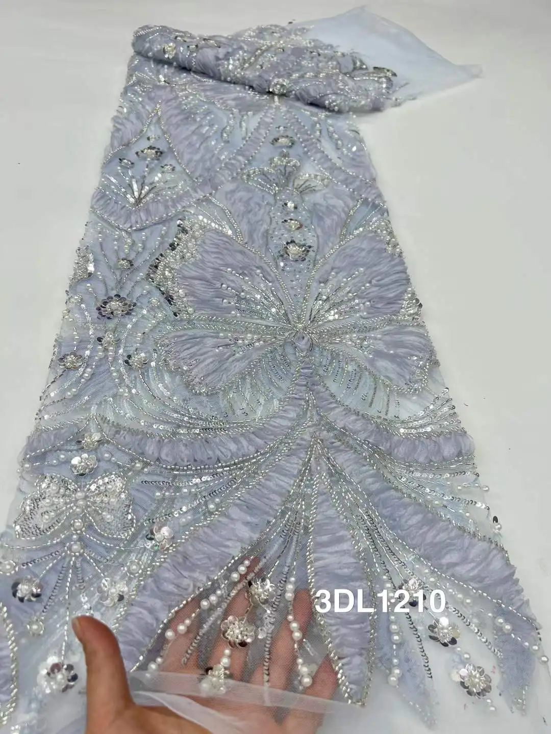 2025 الأفريقي الفرنسي النيجيري الراقية تول أقمشة الدانتيل مع الخرز الترتر شبكة للتطريز حفل زفاف العروس الخياطة فستان