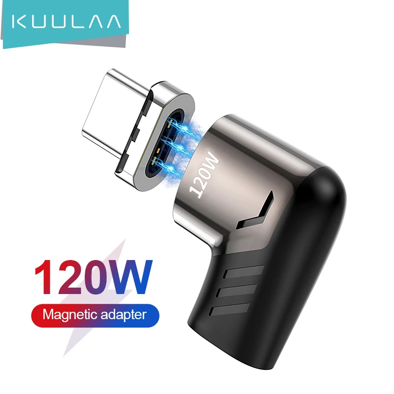 Магнитный USB-адаптер KUULAA 120 Вт Type-C для MacBook Pro, USB-коннектор типа C для зарядки Huawei, Магнитный адаптер