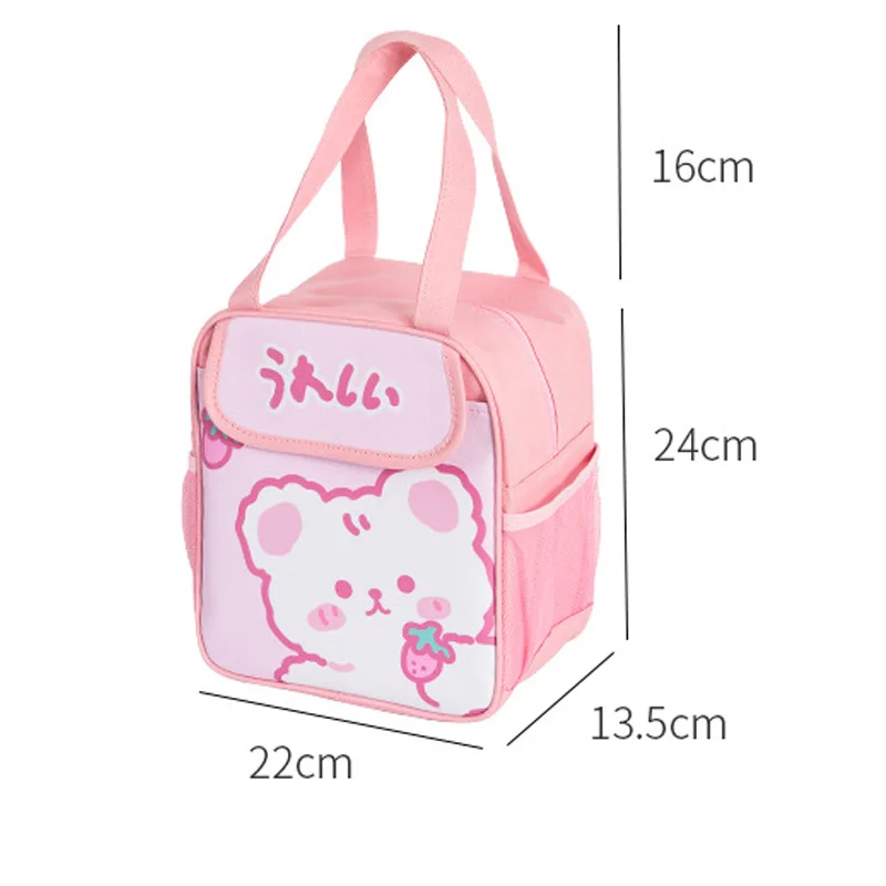 Kawaii Lunch Bag Women Cute Bear Picnic Travel Thermal Breakfast Box Girls School Child Convenient Lunch Box Tote Food Bags