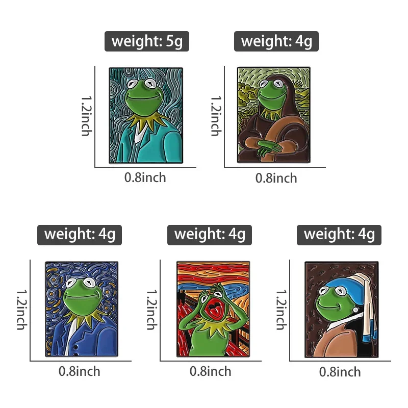 Oil Painting Art Cute Frog Enamel Pins Creative Screaming Frog Art Metal Brooches Backpack Lapel Badge Jewelry Gifts for Friends