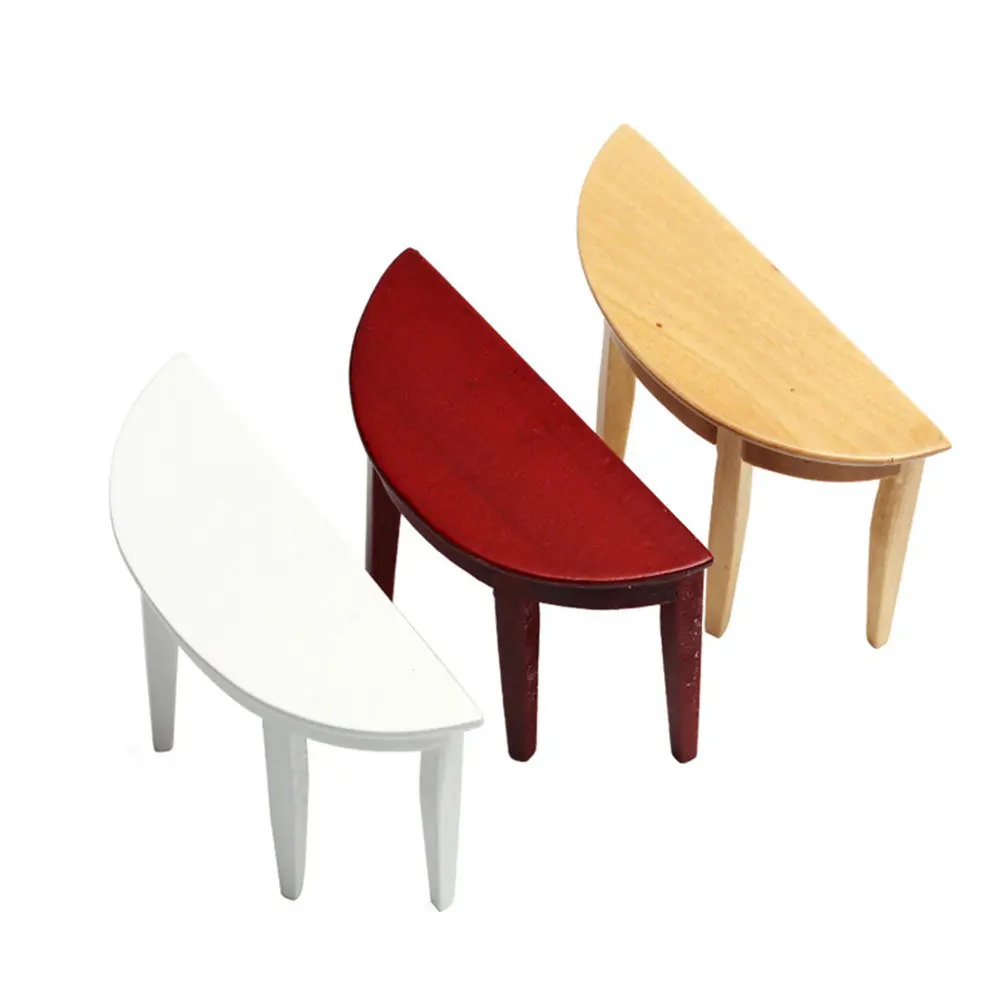 

Набор из 3 миниатюрных полукруглых столов для прихожей, мебель из натурального дерева, для домашнего декора, уникальный подарок, безопасный, без запаха