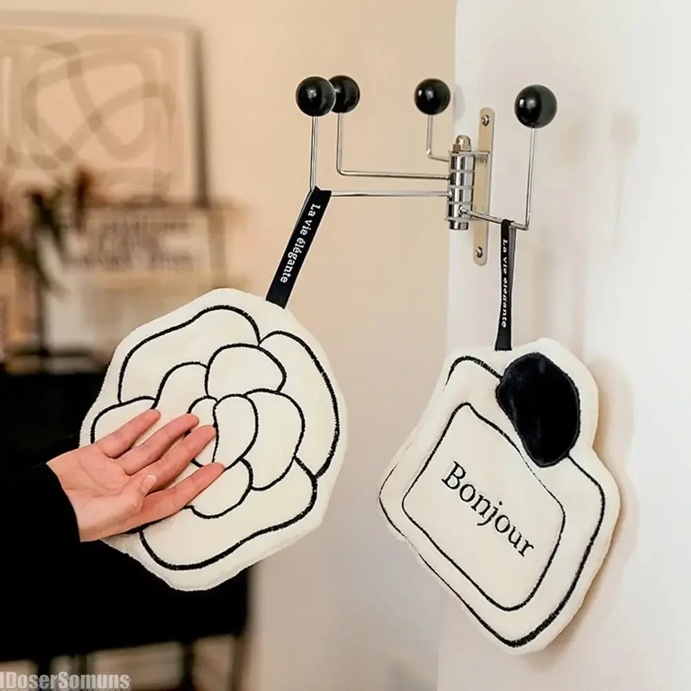 Toalla de mano de doble grosor para colgar en el hogar, toalla de mano absorbente conveniente de secado rápido, alfombrilla para pies de cocina y