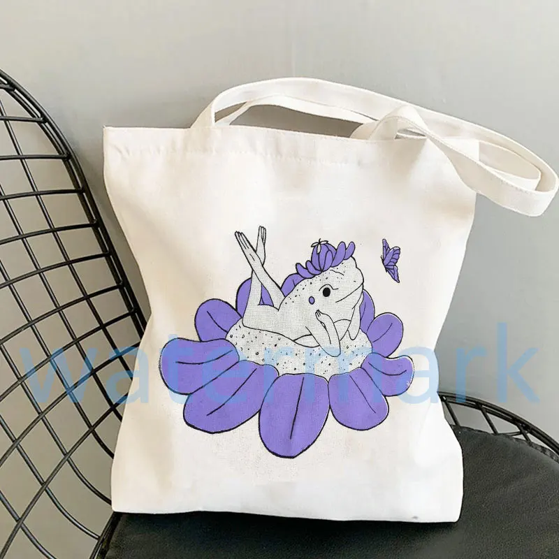 Bolso de lona con forma de seta de rana para mujer, bolsa de mano de estética, bonita, de Anime, Indie, bolsa de lona ecológica, bolsa de supermercado, regalos