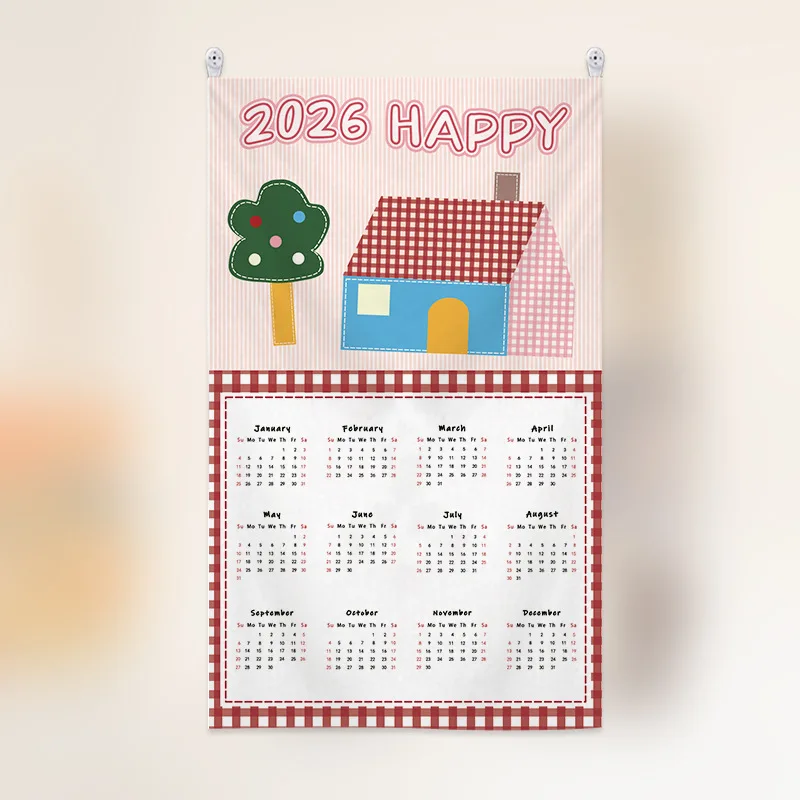 2026 تقويم كبير نسيج بوهو مزرعة جدار ديكور مع تخطيط شهري قابلة لإعادة الاستخدام مخطط النسيج لغرفة النوم غرفة المعيشة