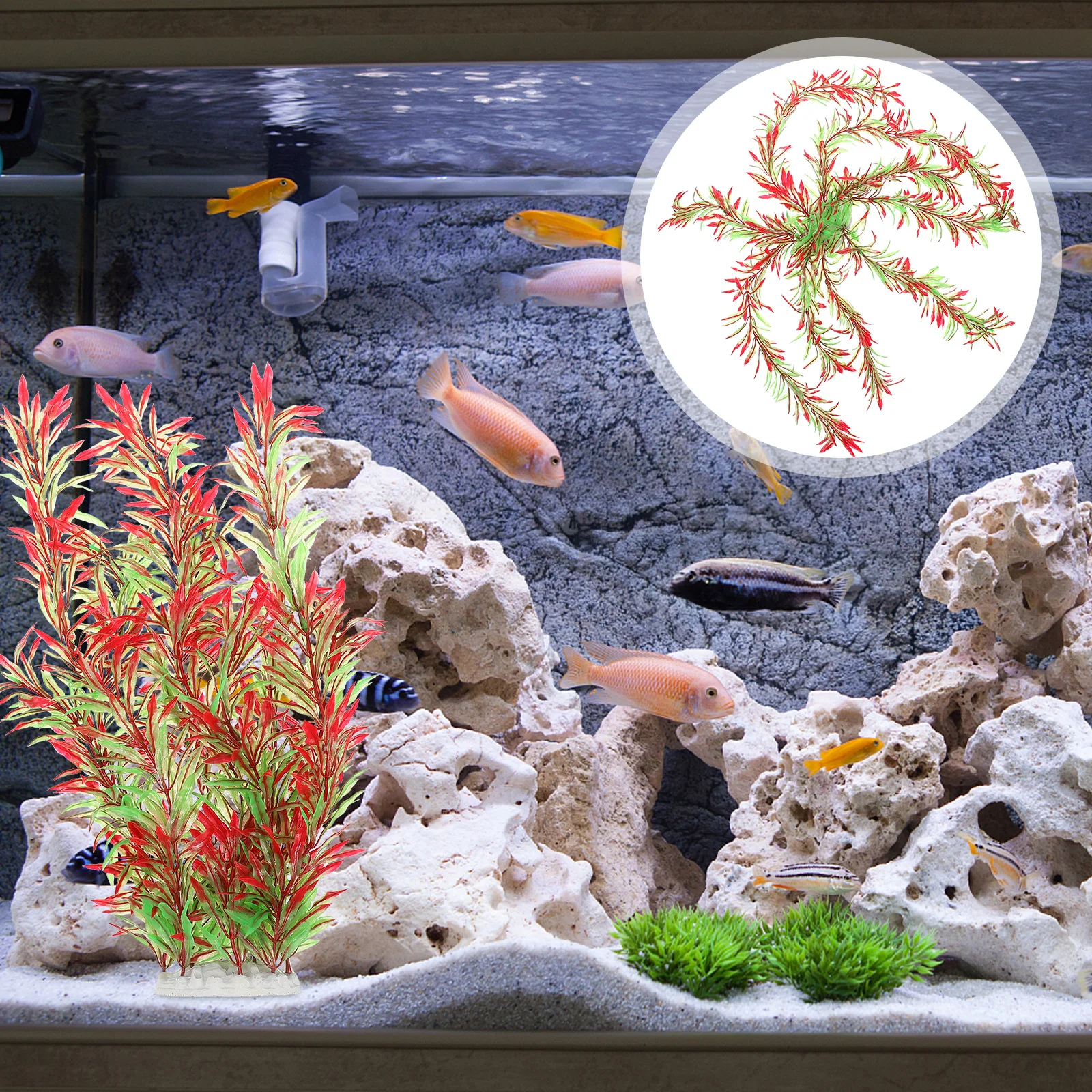 

1pc Artificial Aquatic Plant Premium Lifelike Fish Tank Decor For Aquarium Landscape Simulation Grass Waterproof Colorfast Pets