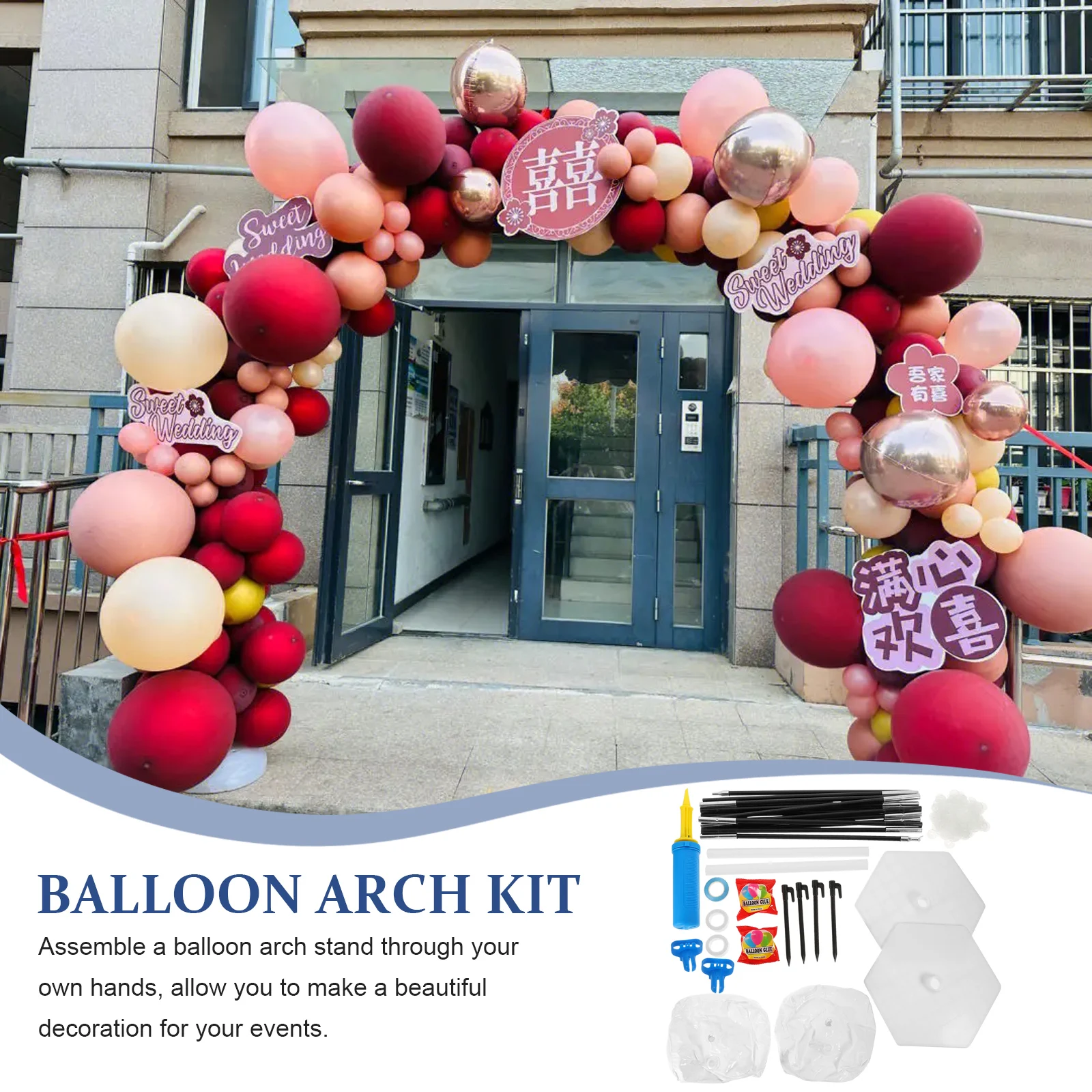 

Balloon Arch Set 3m 2m Water Base Bracket Strip Decorations Wedding Festival Party Reusable Stable Material Easy Assembly