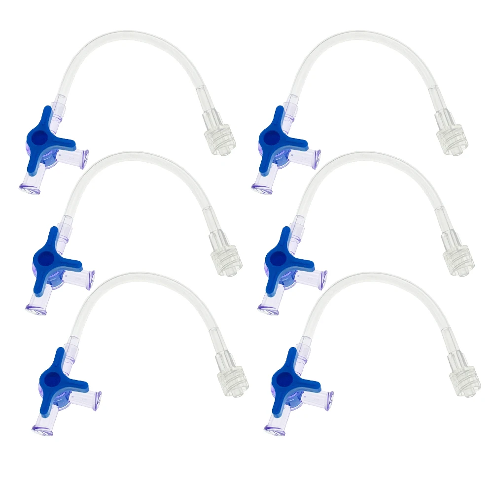 6PCS Pet Cat Dog Animals Use Three Way Stop Cock 3 Way Stopcock With Extension Tube Disposable Infusion Tubing Luer Connections