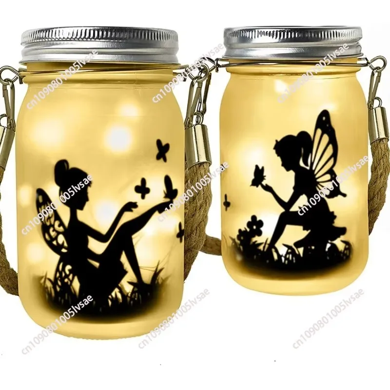 Fairy Solar Lantern Outdoor,Waterproof Hanging Frosted Glass Fairy Solar Mason Jar Lights For Yard,Garden,Lawns