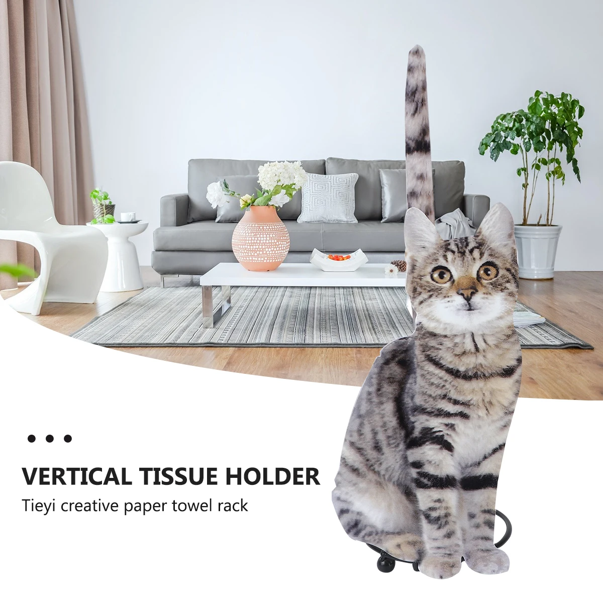 

Paper Holder Kitten Roll Storage Rack Kitchen Towel Cat Decorations Dark Grey Miss