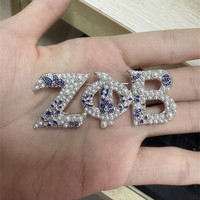 5pcs Zeta Phi Beta Bling Pin Brooch Sparkle With Soror Pride ZPHIB Blue Enamel Lapel Jewelry,OGB086