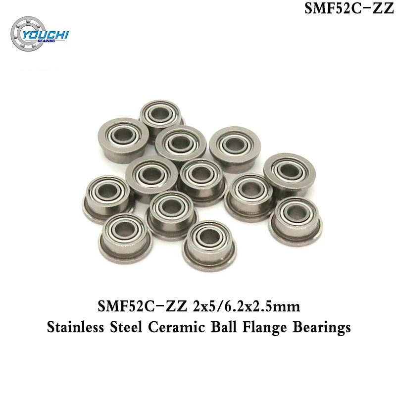 

10pcs SMF52 ZZ Ceramic Ball Flange Bearing 2x5x2.5 mm SMF52ZZ MR52 ZZ Ceramic Bearing 2*5*2.5 MR52ZZ Miniature Flanged Bearing