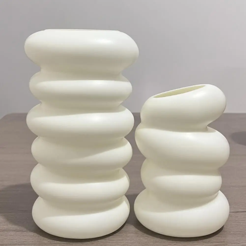 

White Faux Ceramic Vase Minimalist Modern Small Flower Vase for Pampas Grass Decorative Vase for Home Office Decor Wedding Style