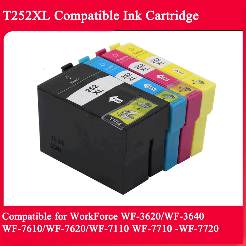 

252 252XL T252XL t252 Compatible Full Ink Cartridge for Epson WorkForce WF-3620 3640 7110 7210 7610 7620 7710 7720 Printer