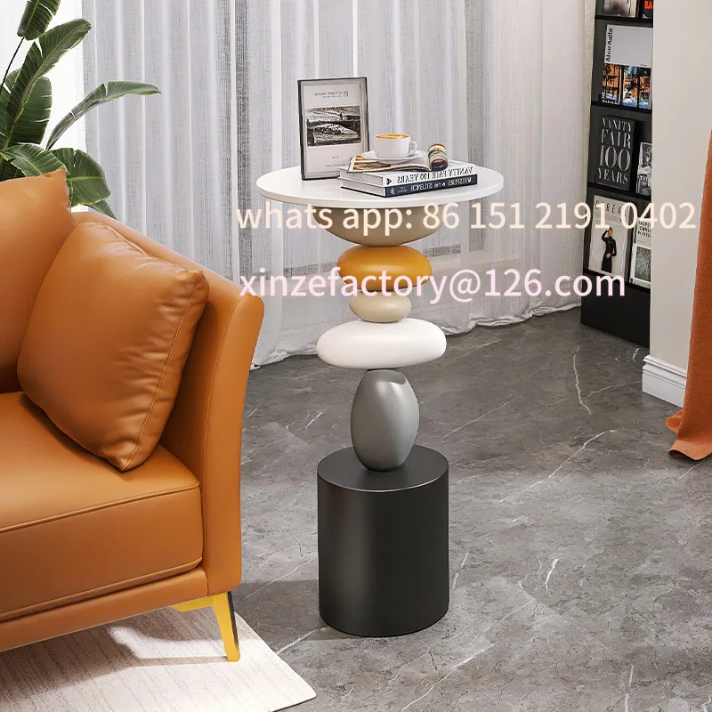

Customizable Stone-inspired Living Room Luxury Floor-standing Coffee Table Side Table Beside Television Cabinet