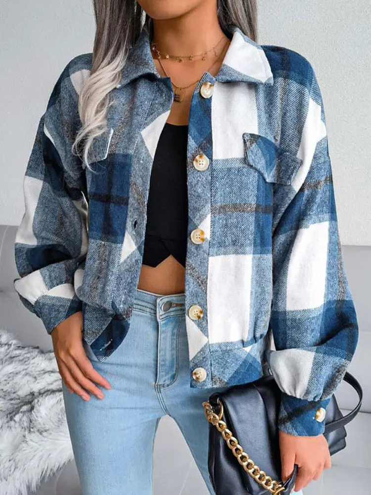 Herbst Plaid Jacke Frauen lose karierte Jacke weibliche Wintermantel Frauen dicke warme Hemd Jacken und Mäntel Overs hirt