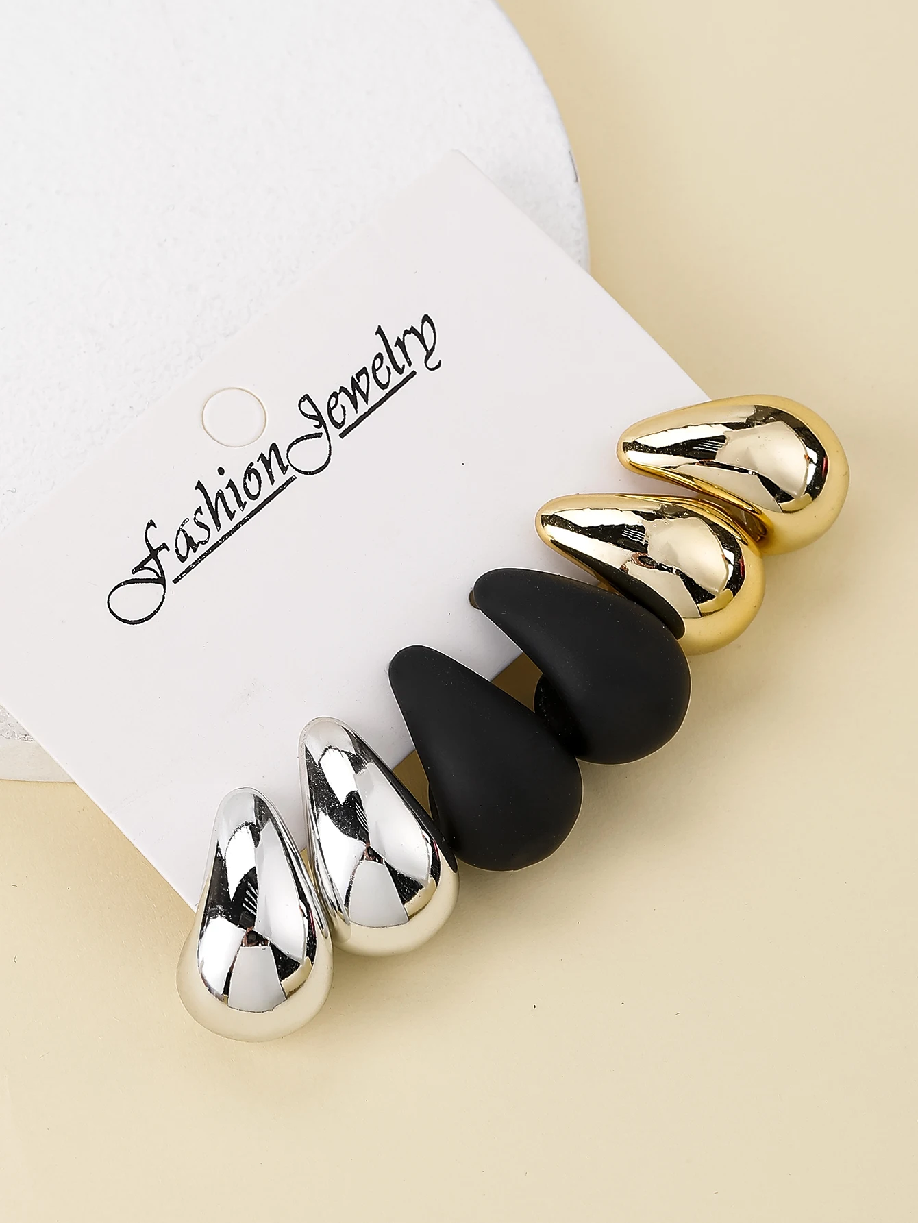 3Pairs Classic And Fashionable Multicolor Waterdrop Stud Earring Set, Ideal For Dating, Vacation, Daily Wear And Gift Jewelry