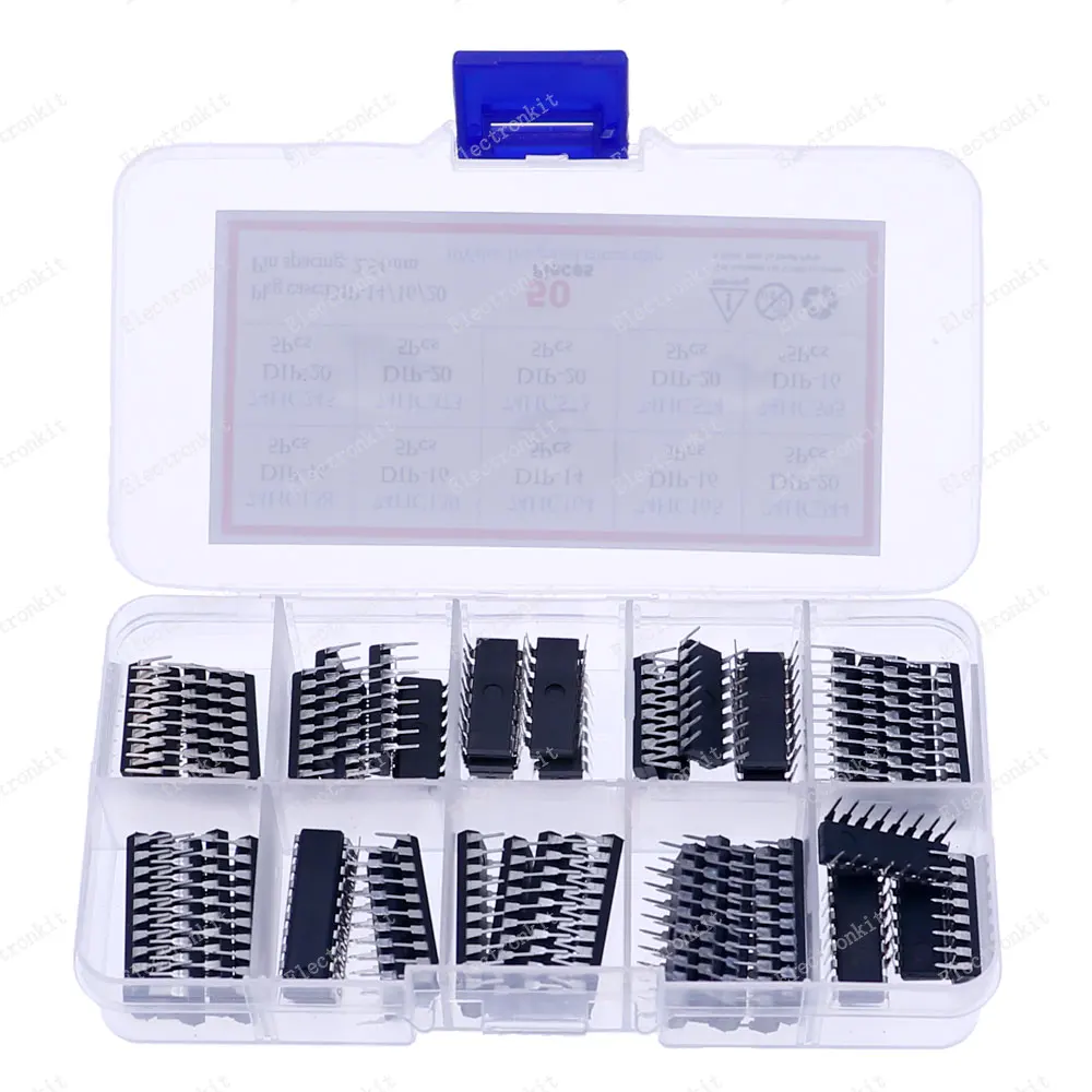 50Pcs 10Value each 5pcs DIP IC Chip kit Box 74HC138 74HC139 74HC164 74HC165 74HC244 74HC245 74HC373 74HC573 74HC574 74HC595