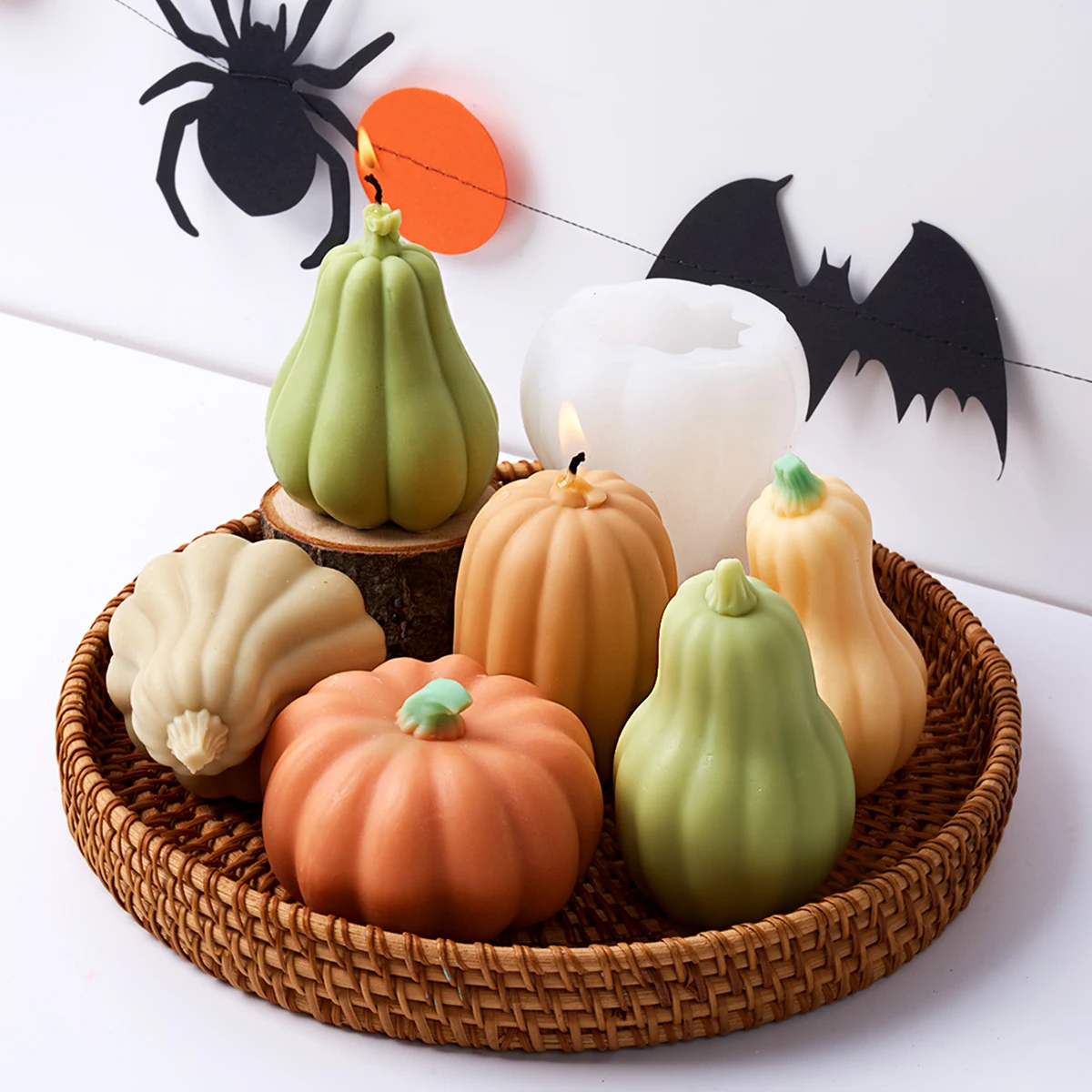 Halloween Pumpkin Series Mold DIY Creative Aromatherapy Candle Plaster Ornament Silicone Mold Handmade Soap Making Festival Gift