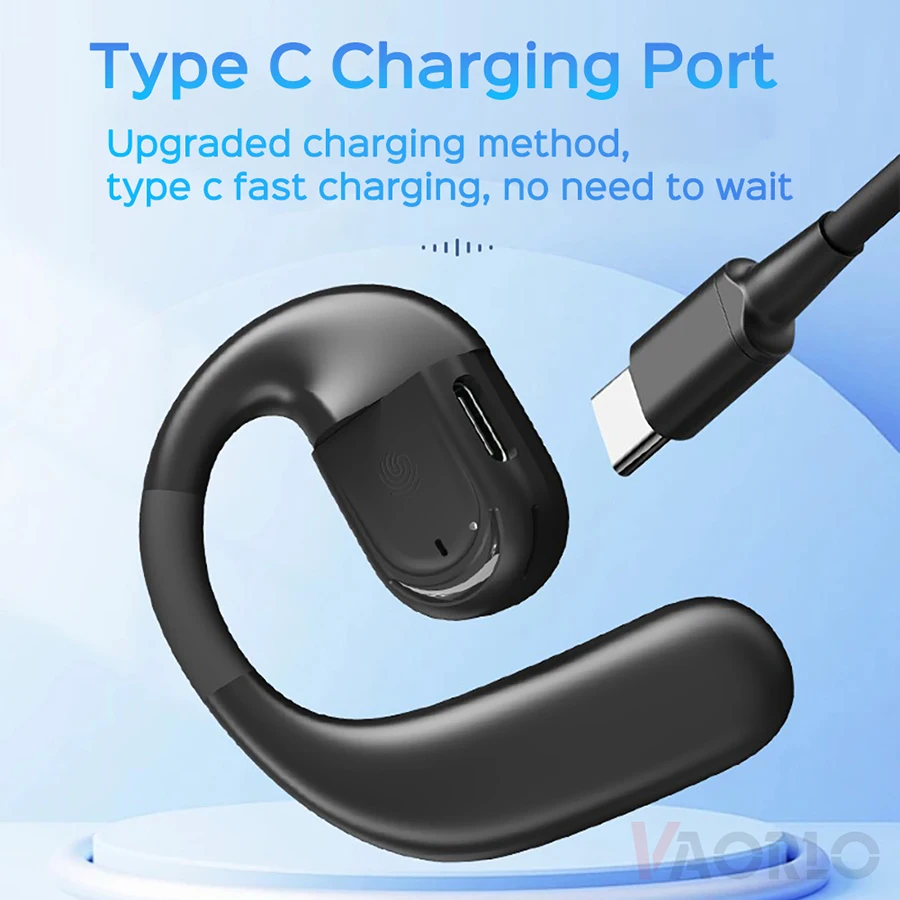 Auriculares inalámbricos con micrófono, audífonos de negocios resistentes al agua con Bluetooth 5,4, Mini gancho para la oreja, HiFi estéreo, música, novedad