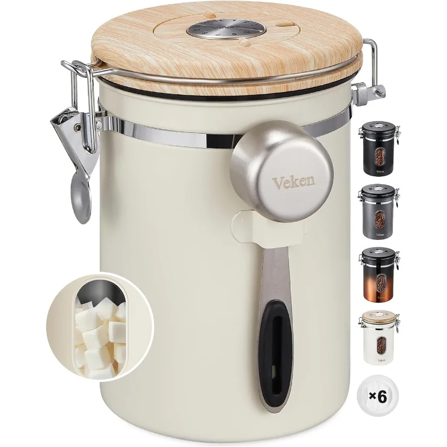 

Airtight Stainless Steel Coffee Sugar Canister with Window for Coffee Lovers Ideal Kitchen Food Storage Solution with Date Trac