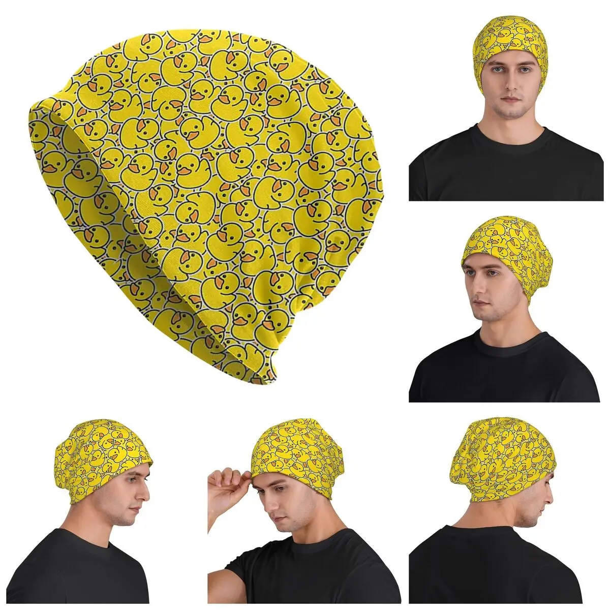 

Yellow Classic Rubber Duck Warm Knitted Cap Fashion Bonnet Hat Autumn Winter Outdoor Beanies Hats for Men Women Adult