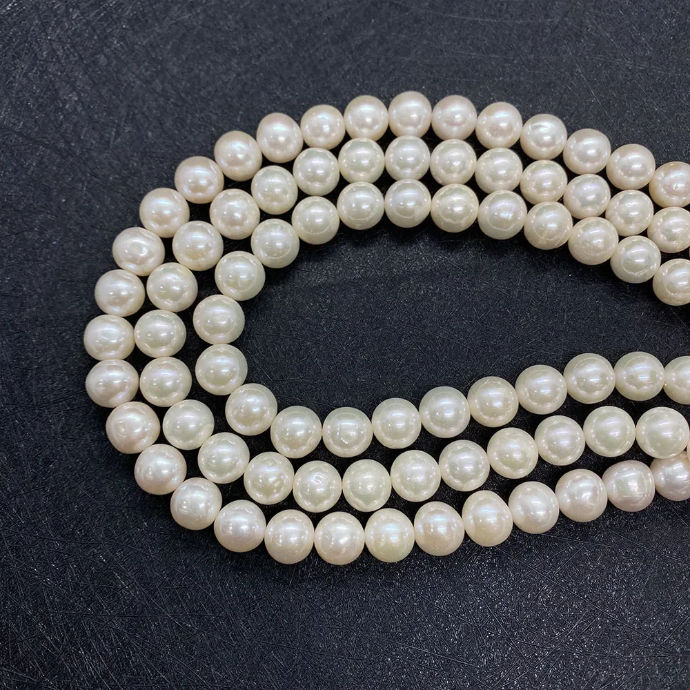 Grade AA Freshwater Natural Pearl Beads White Round Bead for DIY Jewelry Making Bracelet Necklace Accessories Punch Loose