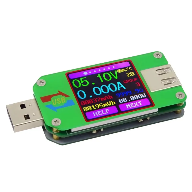 UM24 USB2.0 DC Tester Color LED Display Voltmeter Ammeter Cable Resistance Detector Analog Panel Voltage Measuring Instrument