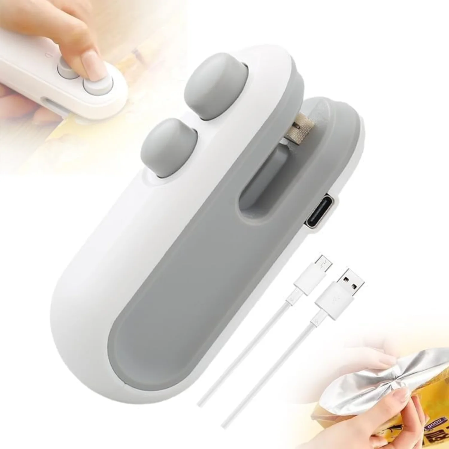 

Мини-запайщик пакетов, перезаряжаемый USB-C упаковщик пакетов, термосварка пакетов 2 в 1 с магнитом, мини-машина для запечатывания пакетов для пластика