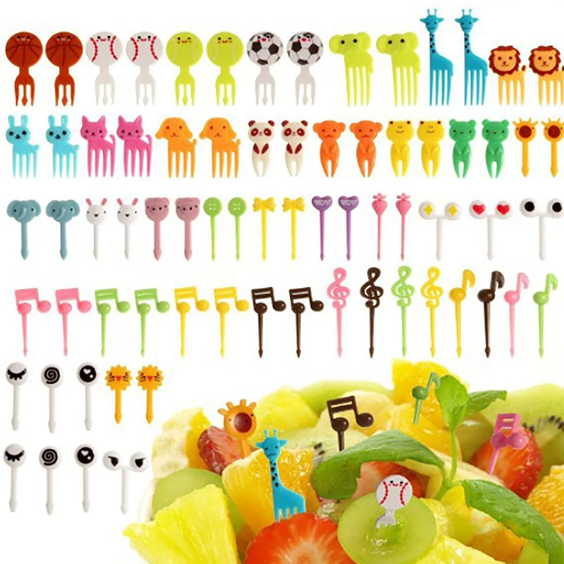 Animal Fruit Fork Food Grade Plastic Mini Cartoon Kids Cake Fruit Toothpick Bento Lunch Bento Accessories Party Decoration Gift